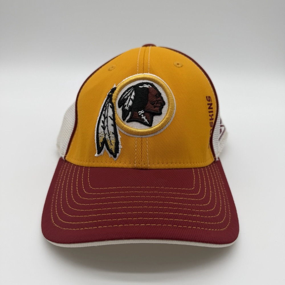Vintage Reebok Washington Redskins NFL Mesh Trucker Hat Cap Gold Burgundy